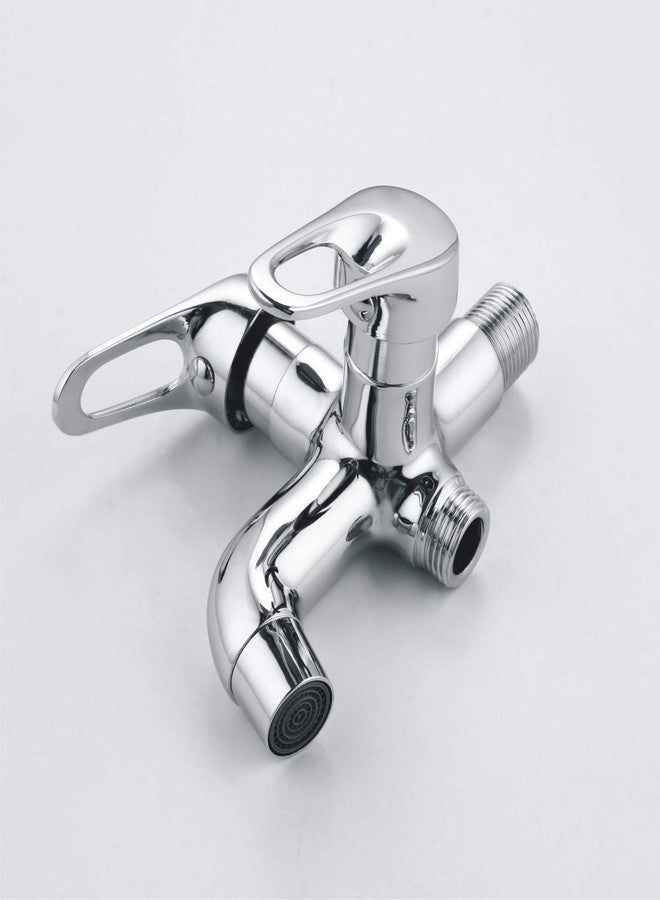 SPAZIO Hexa Brass 2-Way Long Nose/Bib Cock Tap 2 in 1 Faucet Bib Tap Faucet/Tap 2 in 1 with Wall Flange (Pack of 1) - Image 4